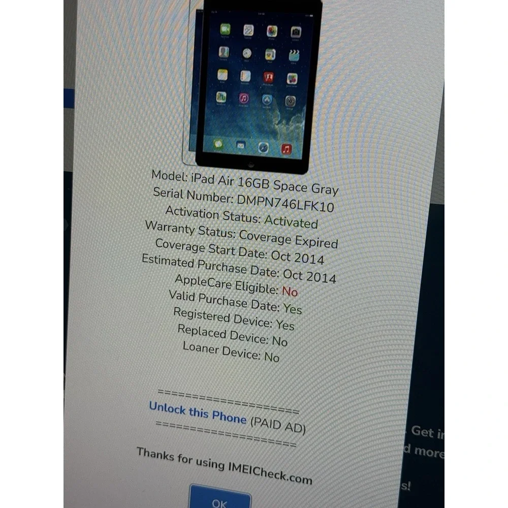 Apple iPad Air 2 16GB Silver A1474 , Wi Fi ( Read Description) Bundle